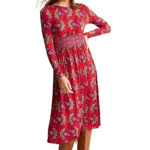 Boden Red Paisley Midi Dress